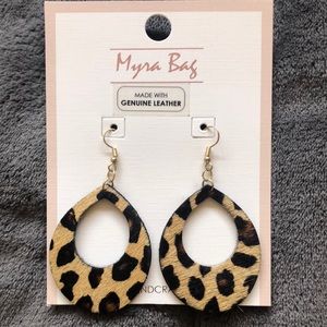 Leopard print genuine leather earrings by Myra!
